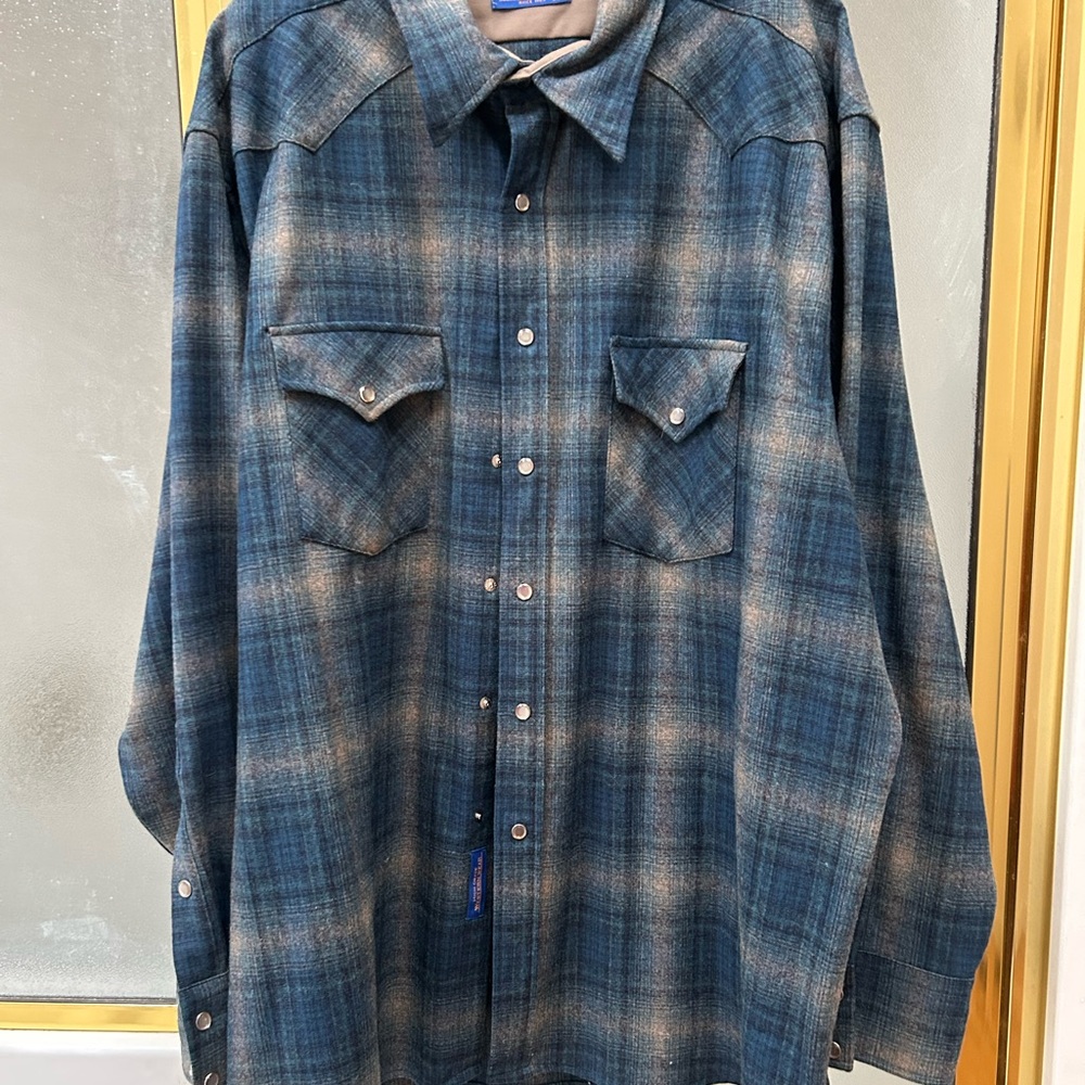 Pendleton Teal and Tan Plaid Shirt